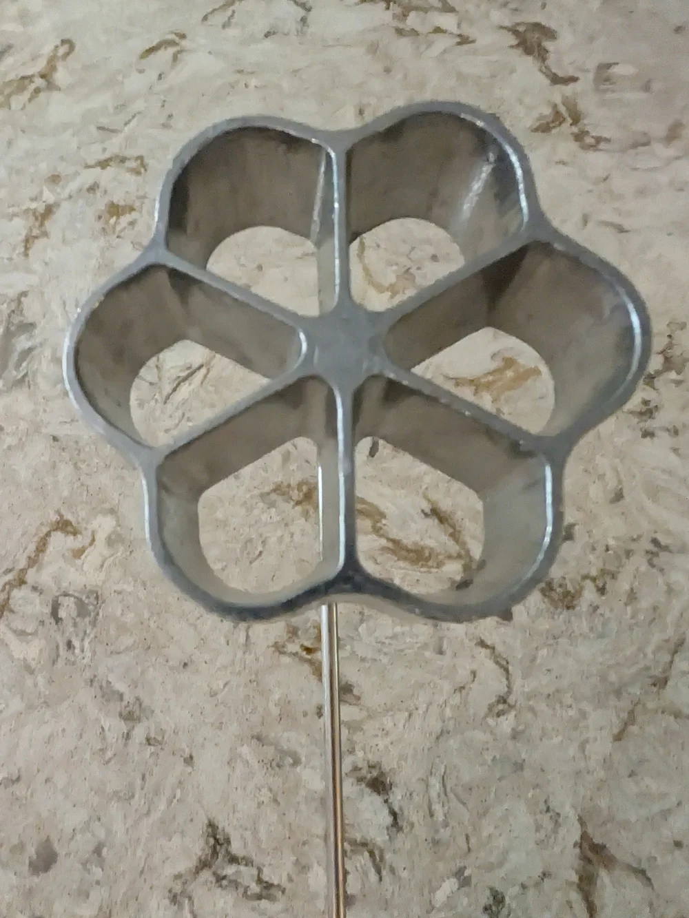 Vintage Metal Rosette Iron with Red Handle